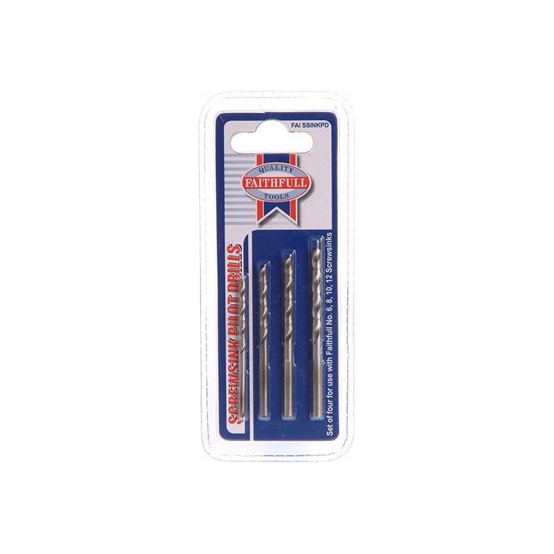 Faithfull Screwsink Pilot Drill Set, 4 Piece