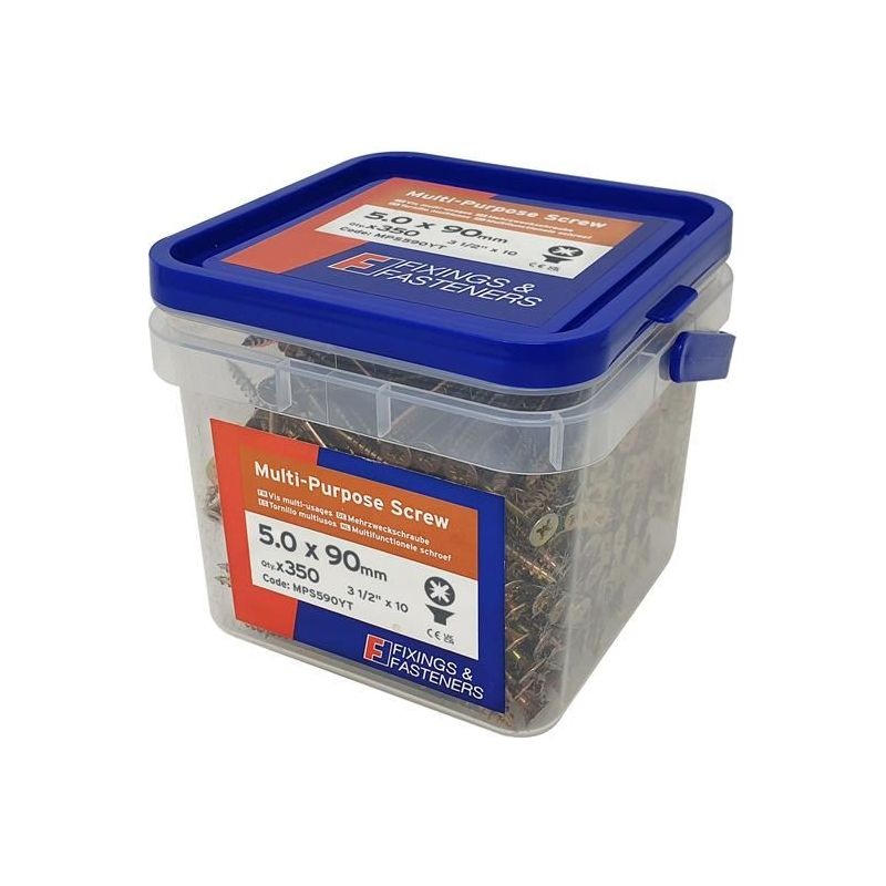 Forgefix Multi-Purpose Pozi Compatible Screw CSK ST ZYP 5.0 x 90mm Tub 350