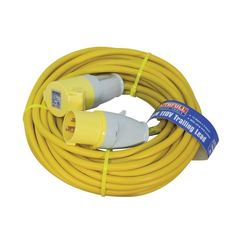 Faithfull Power Plus Trailing Lead 110V 16A 2.5mm Cable 14m