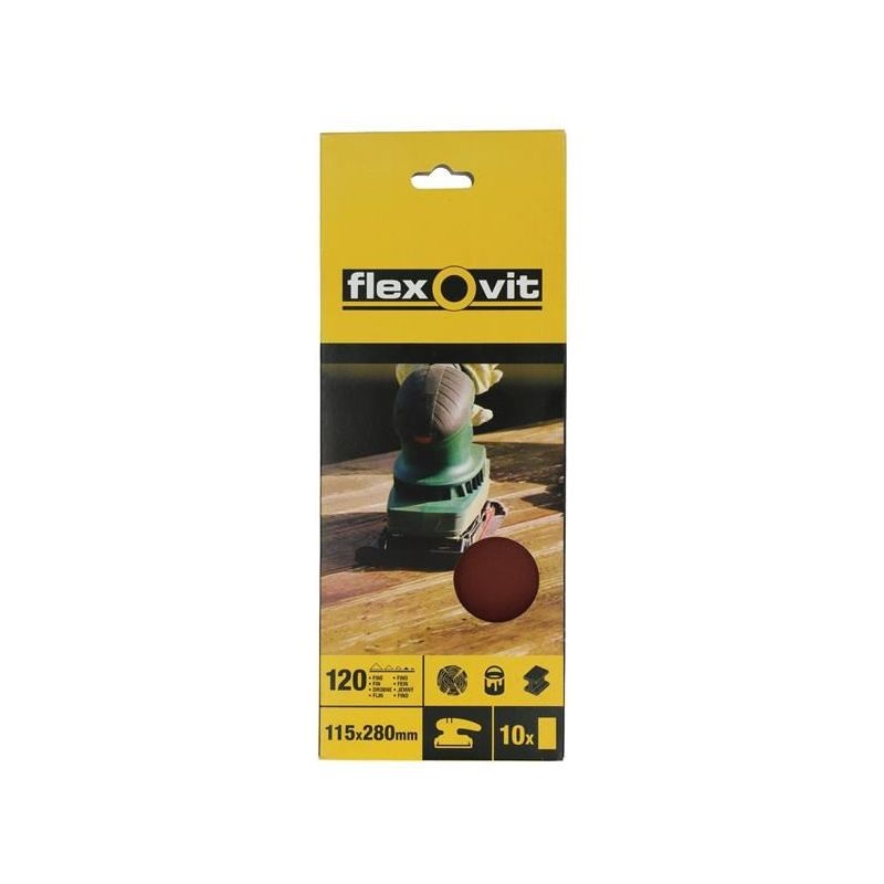 Flexovit 1/2 Sanding Sheets Orbital Plain Fine 120 Grit (Pack 10)