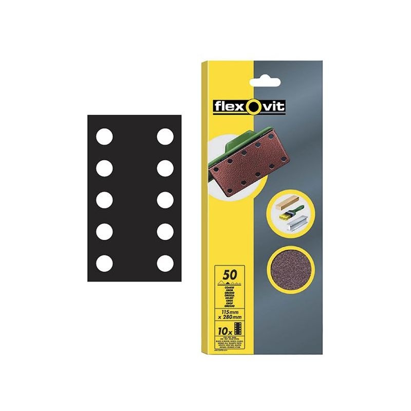 Flexovit 1/2 Sanding Sheets Perforated Fine 120 Grit (Pack 10)