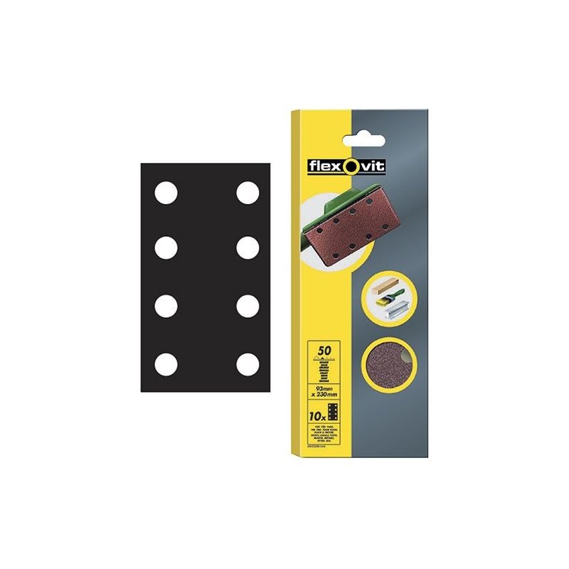 Flexovit 1/3 Sanding Sheets Perforated Coarse 50 Grit (Pack 10)