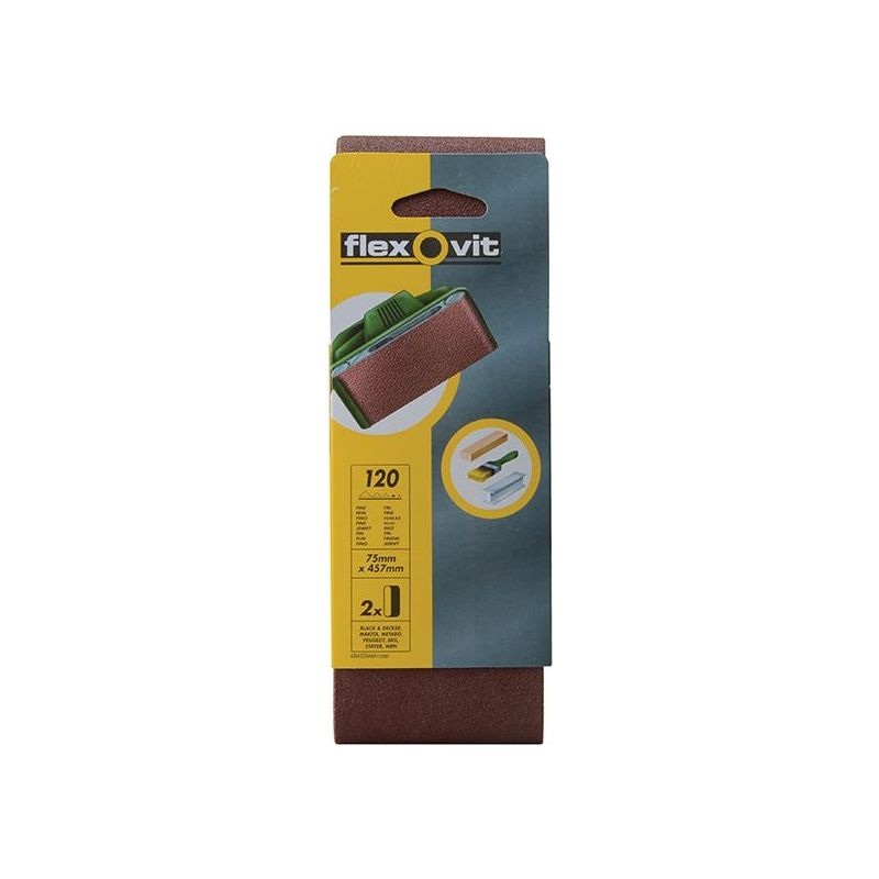 Flexovit Cloth Sanding Belt 457 x 75mm Fine 120G (Pack 2)