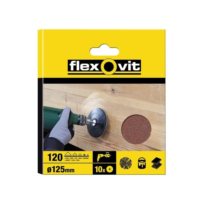 Flexovit Drill Mountable Disc 125mm Assorted (Pack 10)