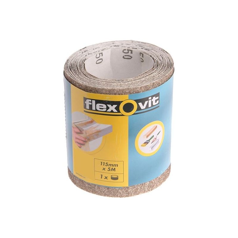 Flexovit General Purpose Sanding Roll 115mm x 5m Medium 120G