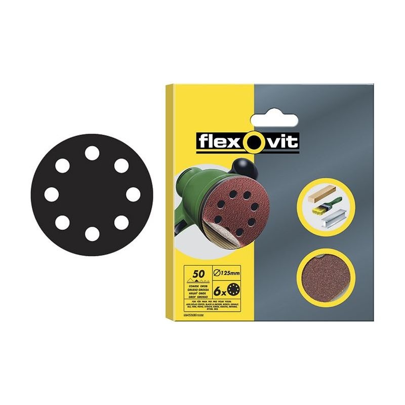 Flexovit Hook & Loop Sanding Disc 125mm Assorted (Pack 25)