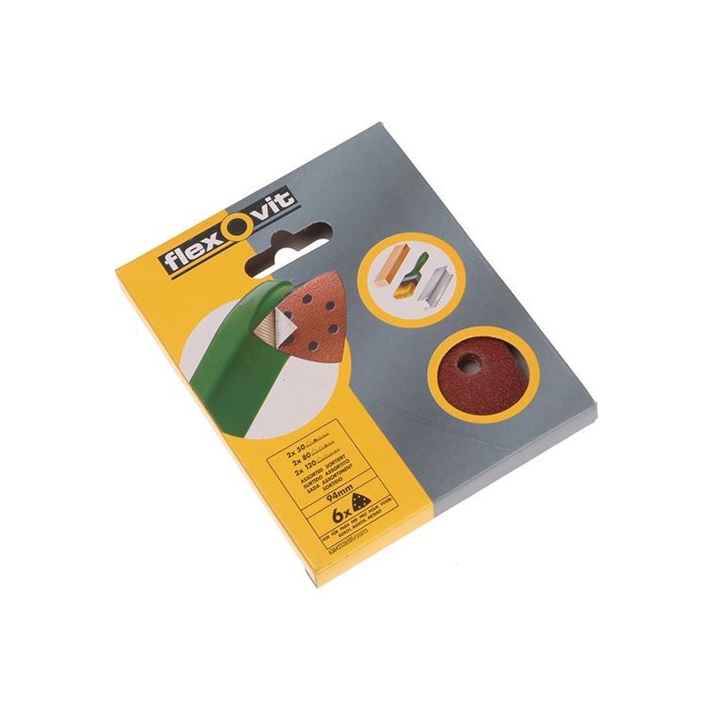 Flexovit Delta Hook & Loop Sanding Sheets 94mm Medium 80G (Pack 6)