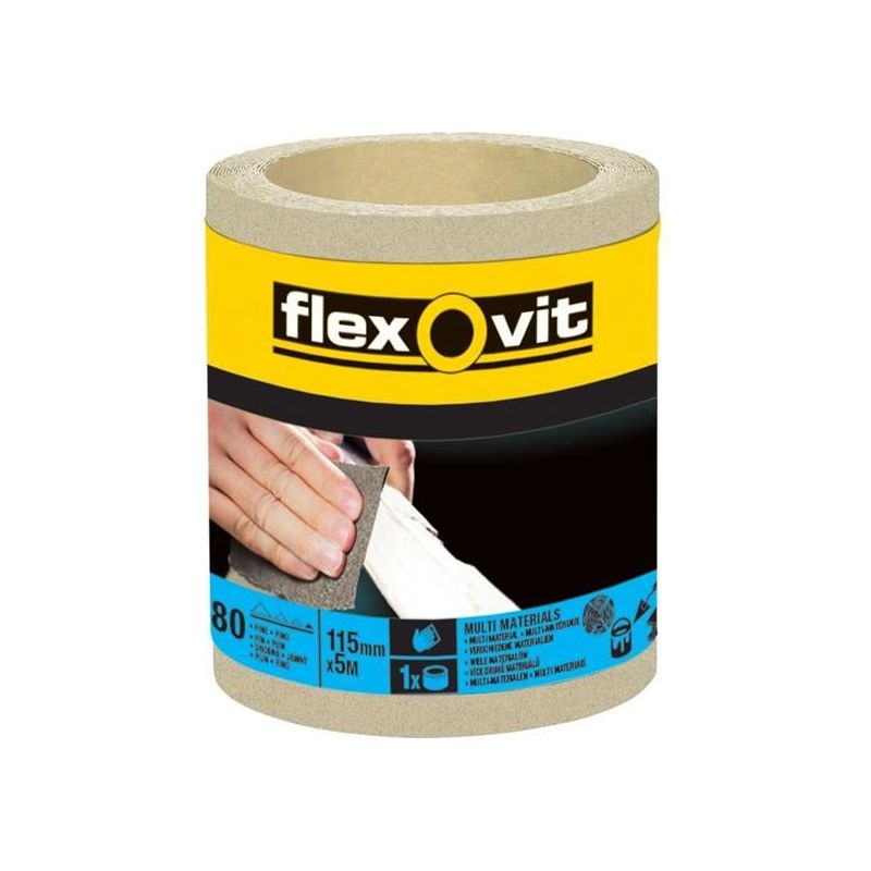 Flexovit General Purpose Sanding Roll 115mm x 5m Fine 180G