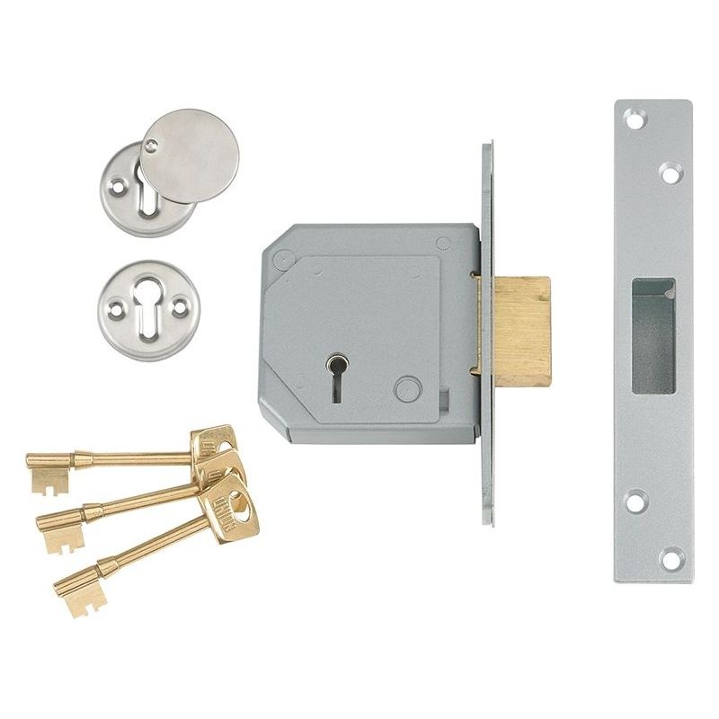 Union 3G114E 5 Lever Mortice Deadlock C-Series 67mm 2.5in Satin Chrome