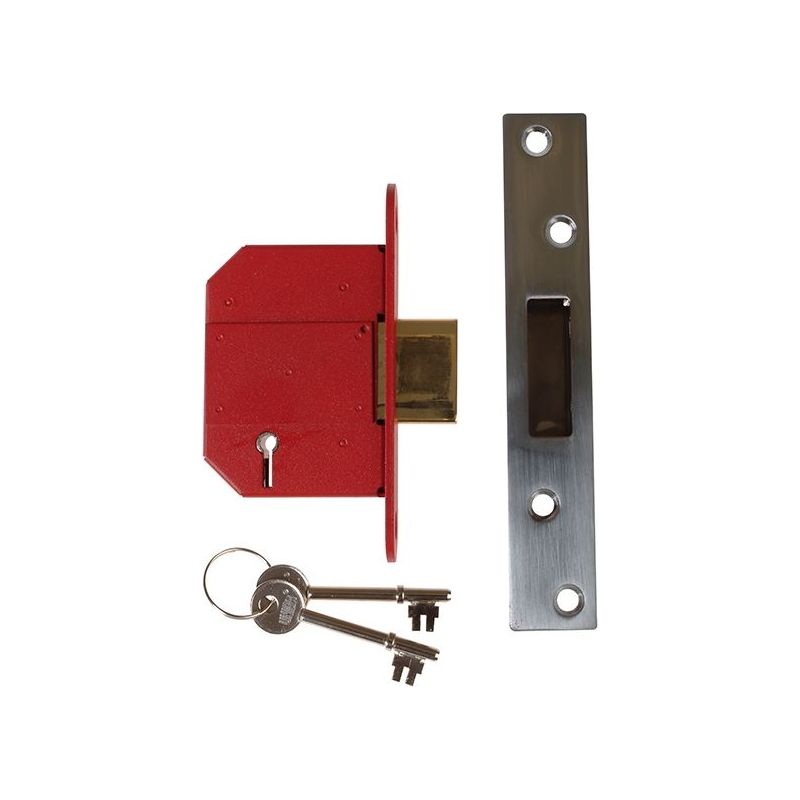 Union StrongBOLT 2100S BS 5 Lever Mortice Deadlock 68mm 2.5in Satin Chrome Visi