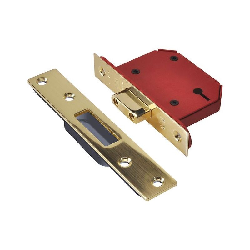 Union StrongBOLT 2103S 3 Lever Mortice Deadlock Polished Brass 68mm 2.5in Visi