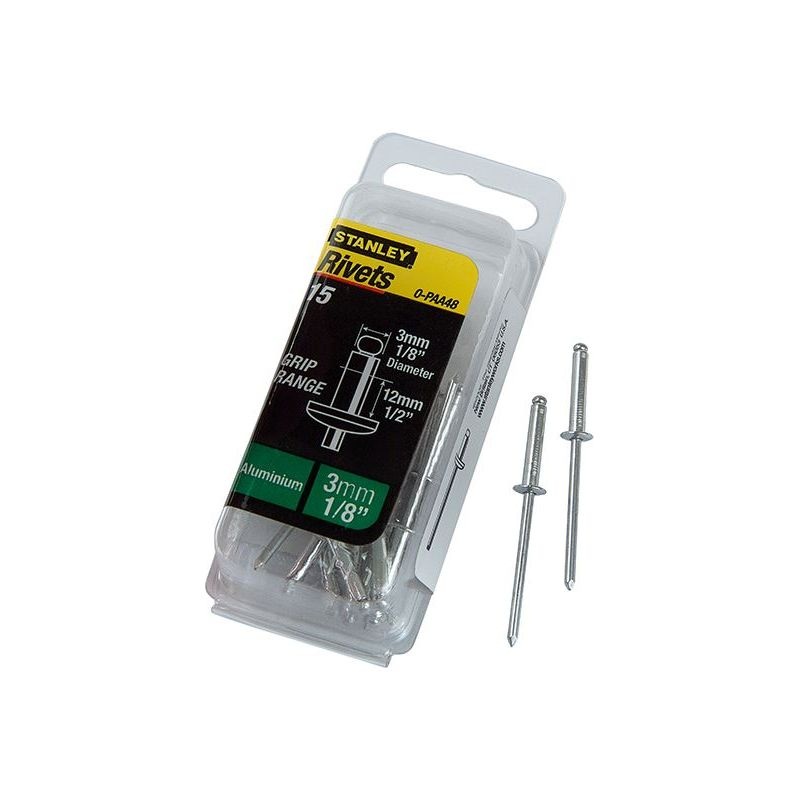 Stanley Hand Tools 1-PAA48 Aluminium Rivets Long 3 x 12mm Pack of 15