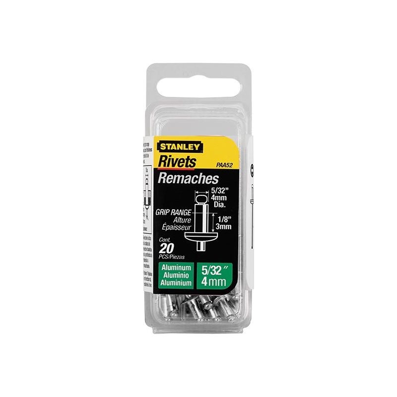 Stanley Hand Tools 1-PAA52 Aluminium Rivets Short 4 x 3mm Pack of 20