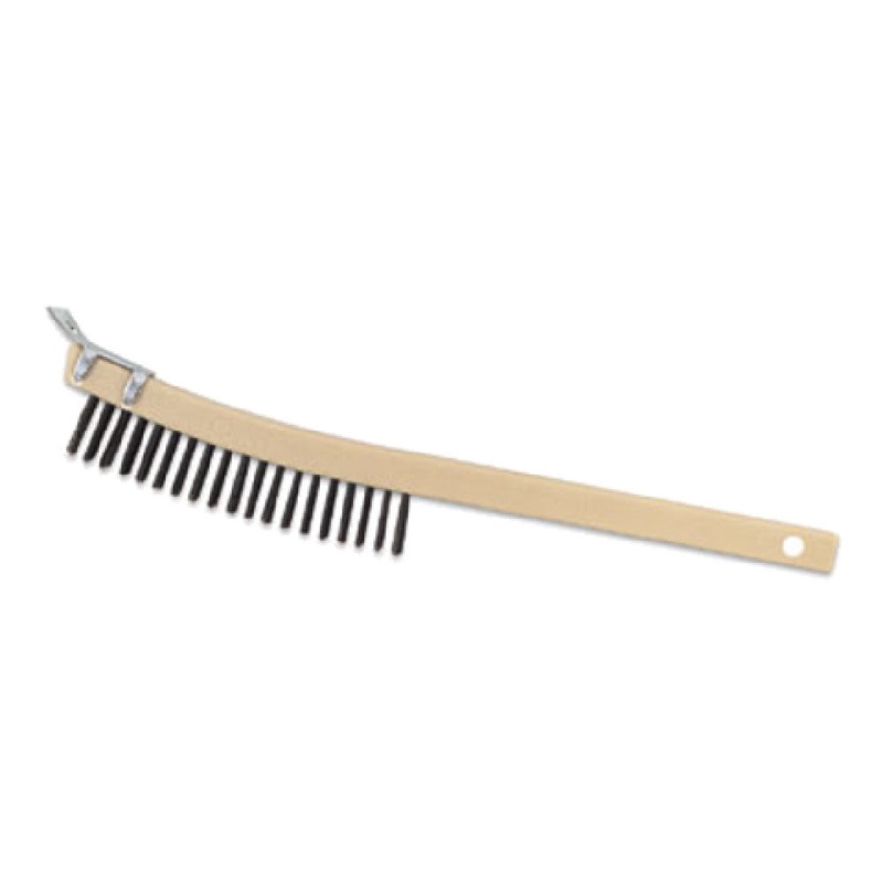 Alegacy Foodservice Products 927 Wire Tap Brush With Scraper 6 X 3/4 X 1-3/4 Block 14 Hardwood Block With 3 X 19 Rows Of Wire Bristles