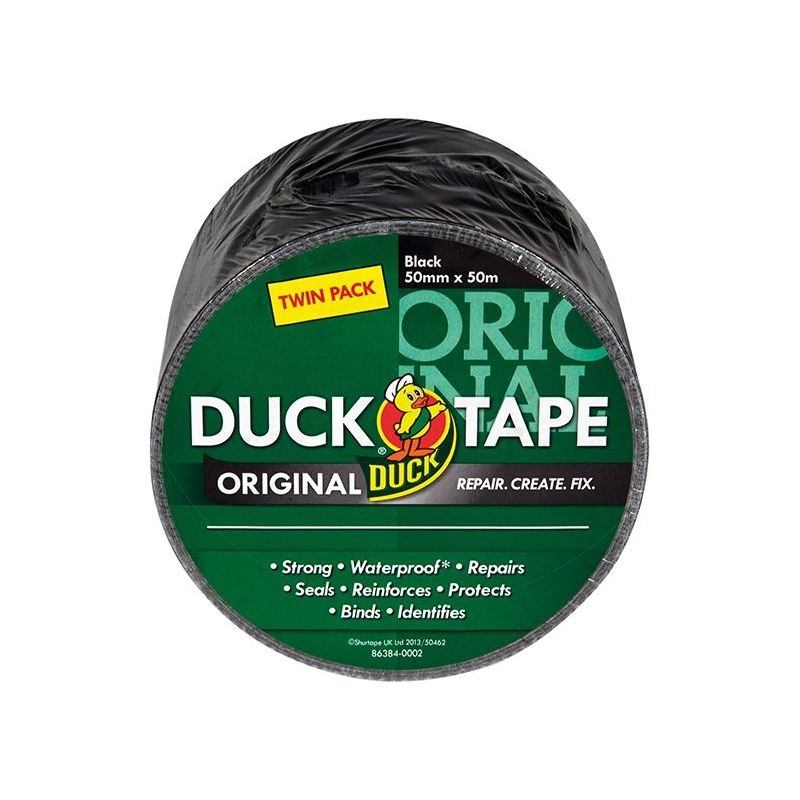 Shurtape Duck Tape Original 50mm x 50m Black (Twin Pack)