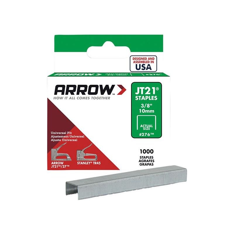 Arrow JT21 T27 Staples 10mm (3/8in) (Box 1000)