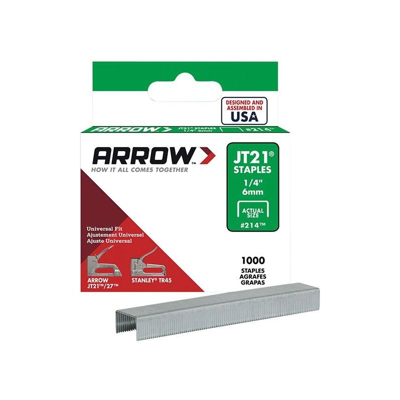 Arrow JT21 T27 Staples 6mm (1/4in) (Box 1000)