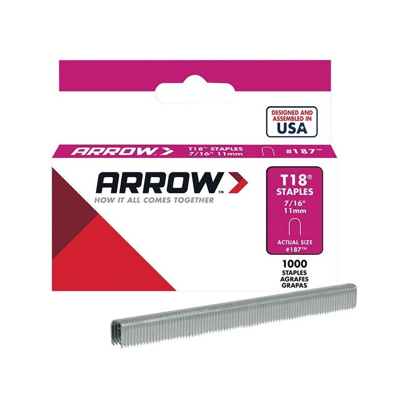 Arrow T18 Staples 11mm (7/16in) (Box 1000)