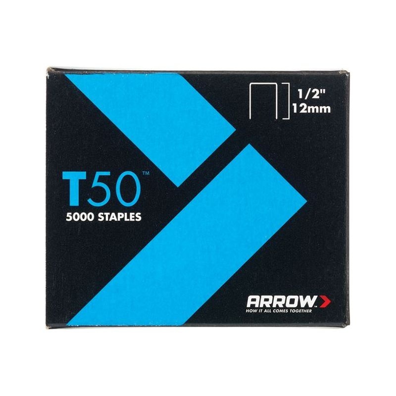 Arrow T50 Staples 12mm (1/2in) (Pack 5000, 4 x 1250)
