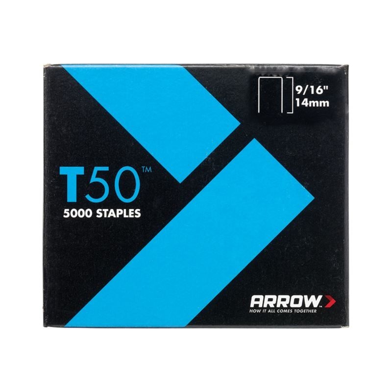Arrow T50 Staples 14mm (9/16in) (Pack 5000, 4 x 1250)