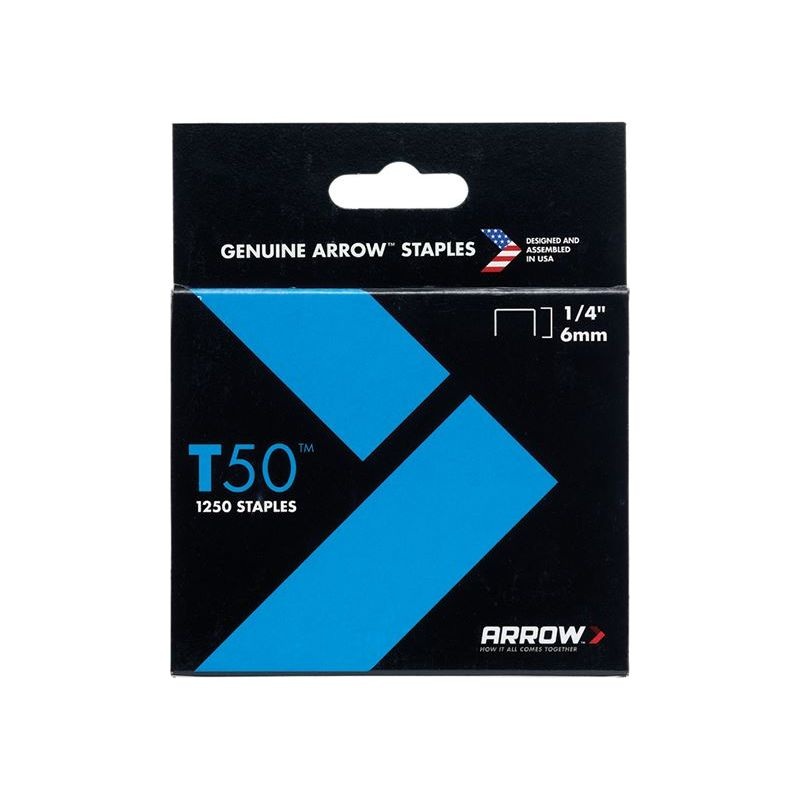 Arrow T50 Staples 6mm (1/4in) (Pack 5000, 4 x 1250)