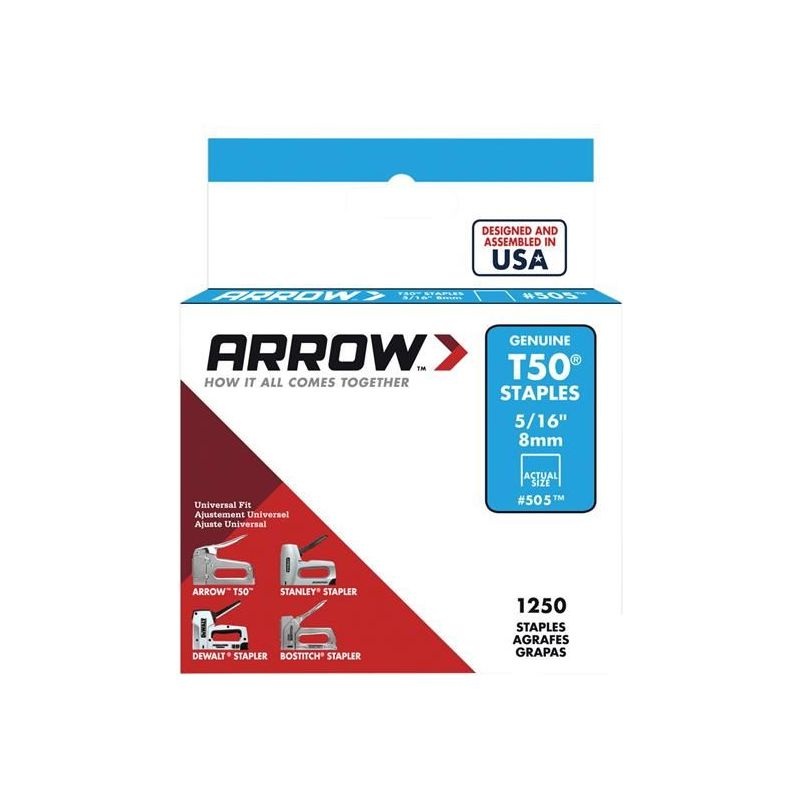 Arrow T50 Staples 8mm (5/16in) (Box 1250)