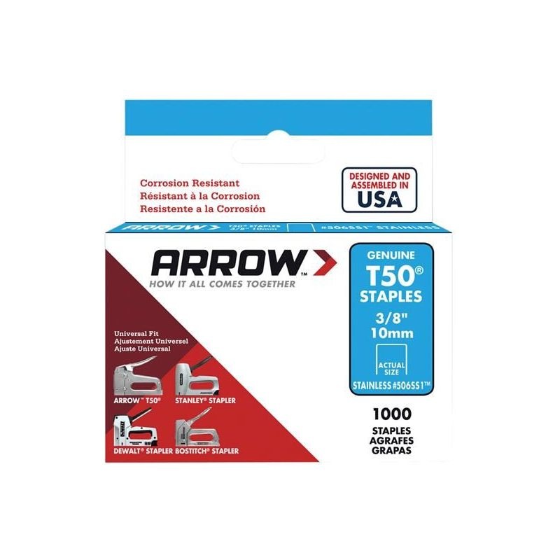 Arrow T50 Staples Stainless Steel 506SS 10mm (3/8in) (Box 1000)