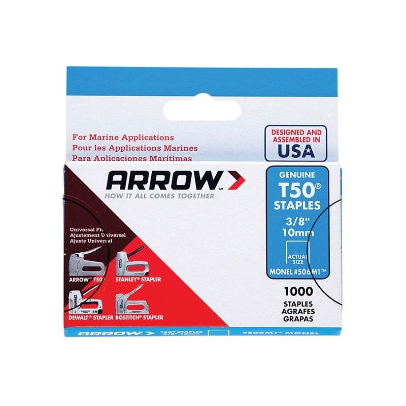 Arrow T50M 506m Monel Staples 10mm (3/8in) (Box 1000)
