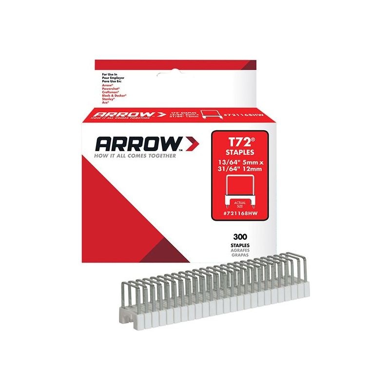 Arrow T72HW Clear Insulated Staples for Hardwood 5 x 12mm (Box 300)