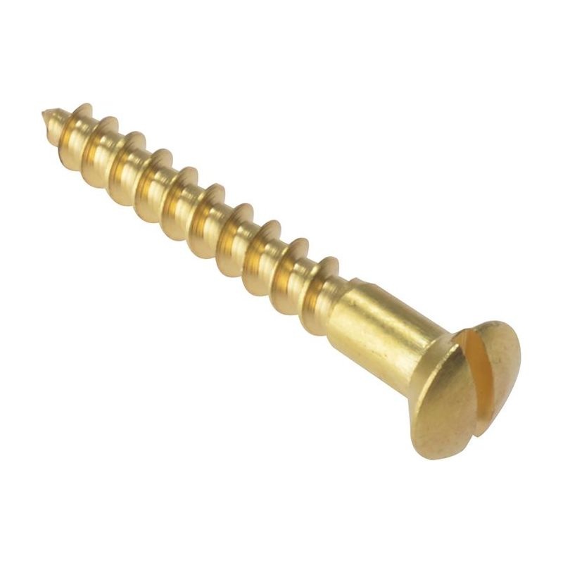 Forgefix Wood Screw Slotted Raised Head ST Solid Brass 1.1/2in x 8 Box 200