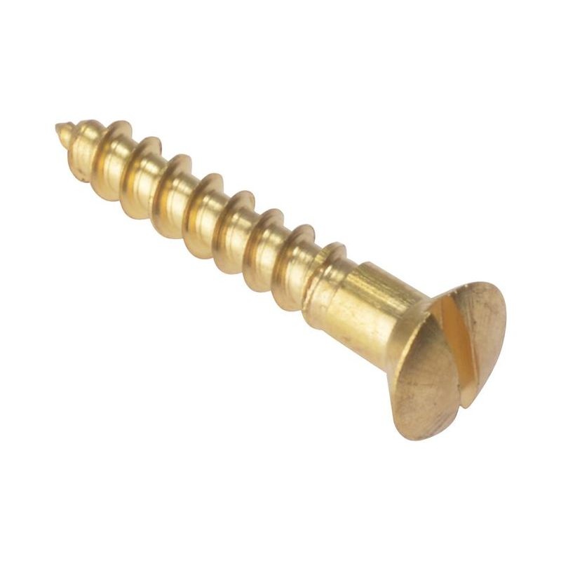 Forgefix Wood Screw Slotted Raised Head ST Solid Brass 1in x 8 Box 200
