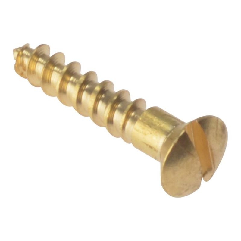 Forgefix Wood Screw Slotted Raised Head ST Solid Brass 3/4in x 6 Box 200
