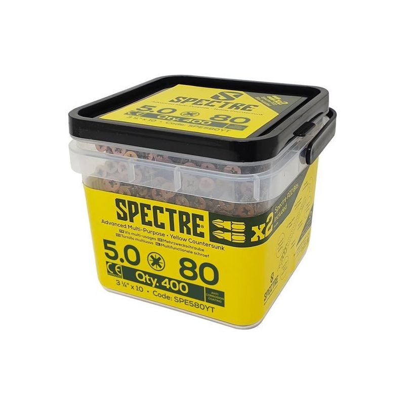 Forgefix Spectre PZ Compatible Wood Screw CSK ZYP 5.0 x 80mm Tub 400