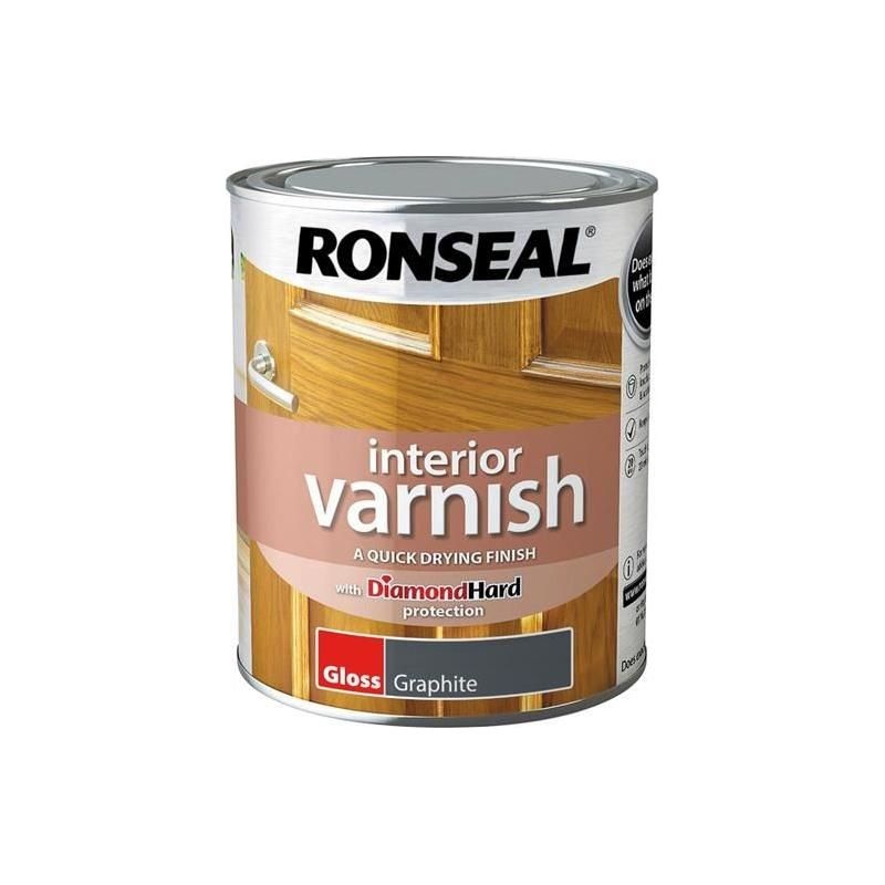 Ronseal Interior Varnish Quick Dry Gloss Graphite 750ml
