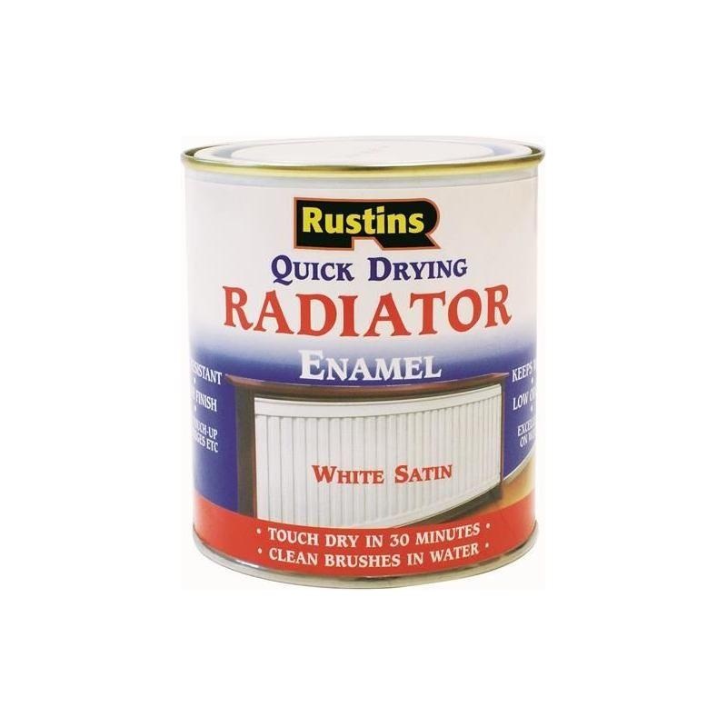 Rustins Quick Dry Radiator Enamel Paint Satin White 500ml