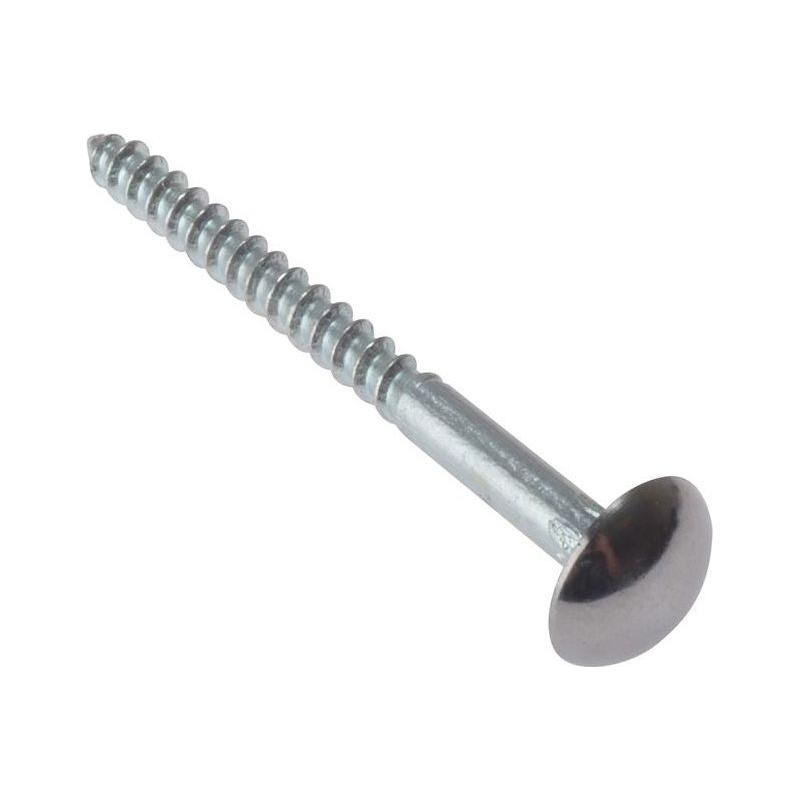 Forgefix Mirror Screw Chrome Domed Top Slotted CSK ST ZP 1.1/4in x 8 Bag 10
