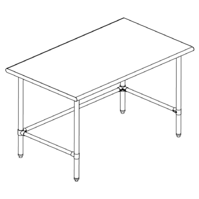 Sapphire Manufacturing SMTO-1424G Work Table 24W X 14D 18/400 Stainless Steel Reinforced Top