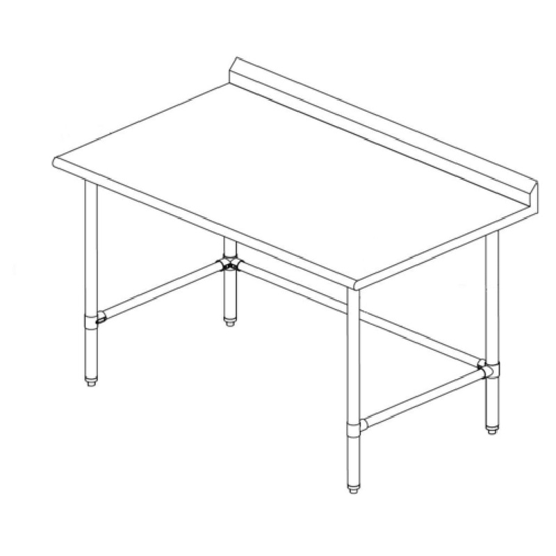 Sapphire Manufacturing SMTOB-2472G Work Table 72W X 24D 18/400 Stainless Steel Reinforced Top