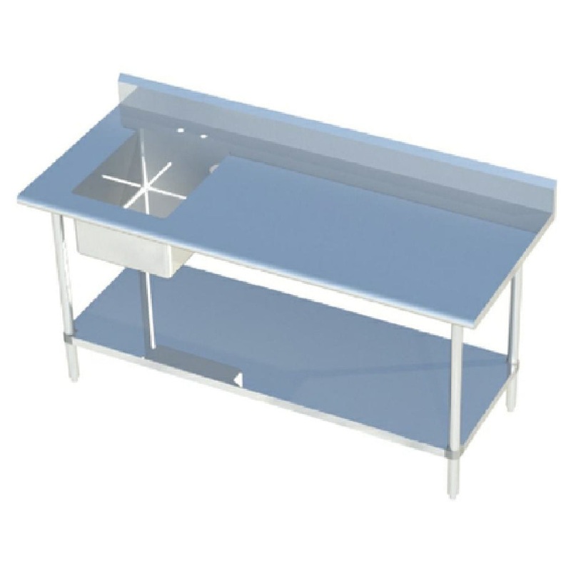 Sapphire Manufacturing SMTPS-3048L Work Table With Prep Sink 48W X 30D 16/304 Stainless Steel Top With 1-1/2 Rounded Front Edge