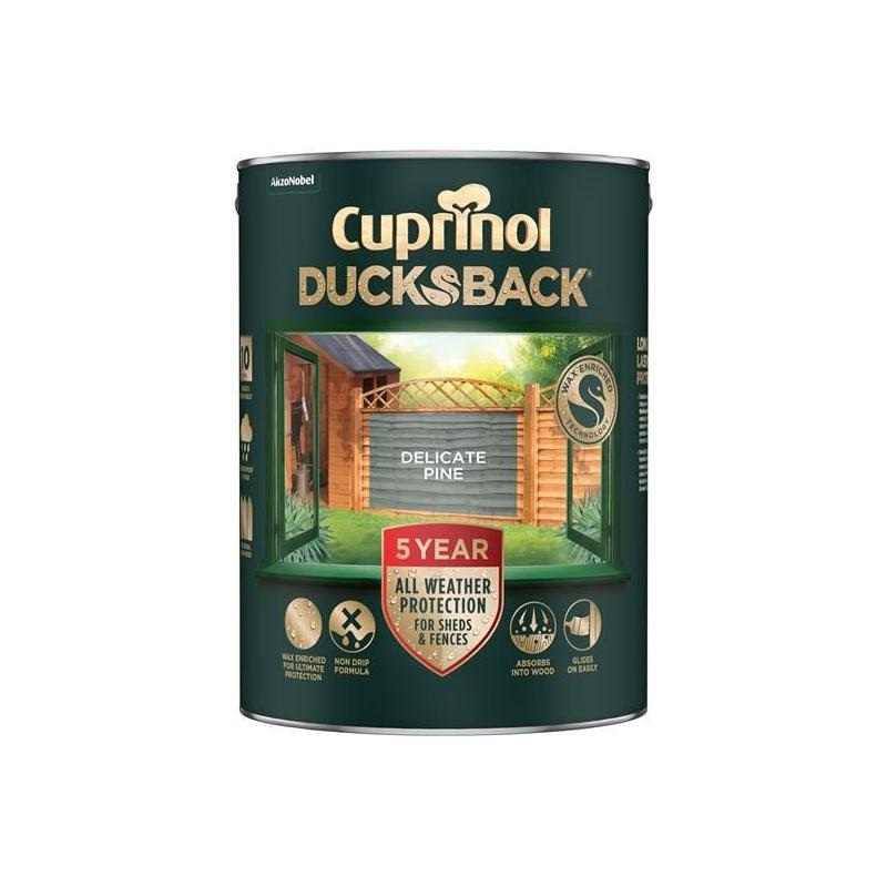 Cuprinol Ducksback 5 Year Waterproof for Sheds & Fences Delicate Pine 5 litre
