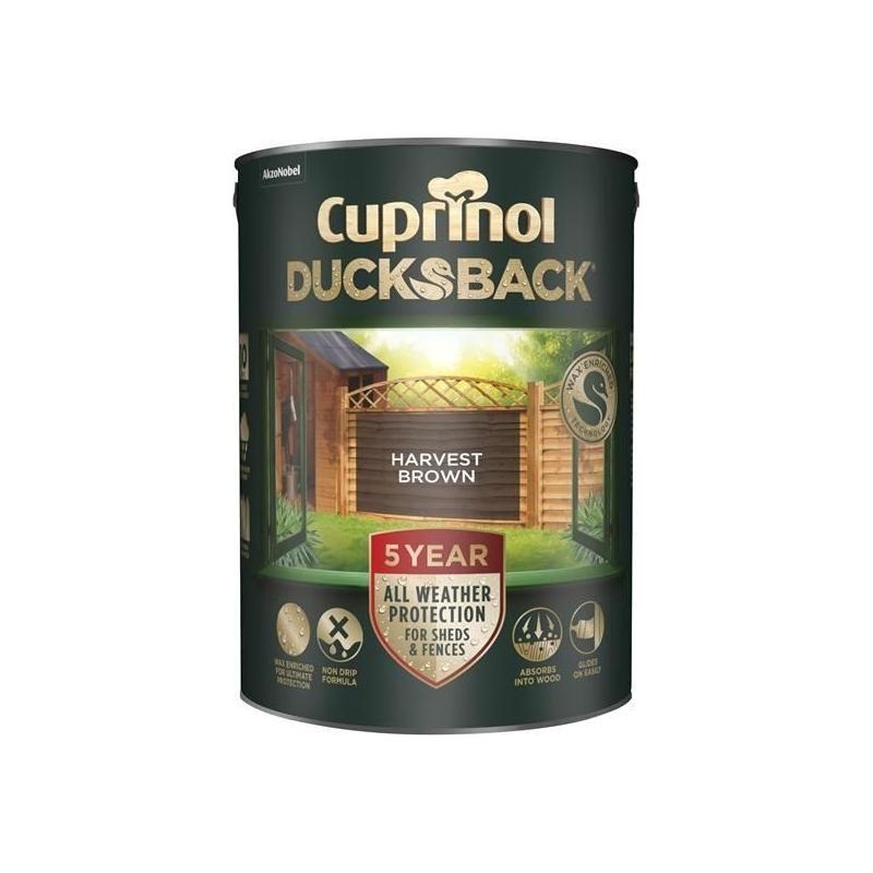 Cuprinol Ducksback 5 Year Waterproof for Sheds & Fences Harvest Brown 5 litre