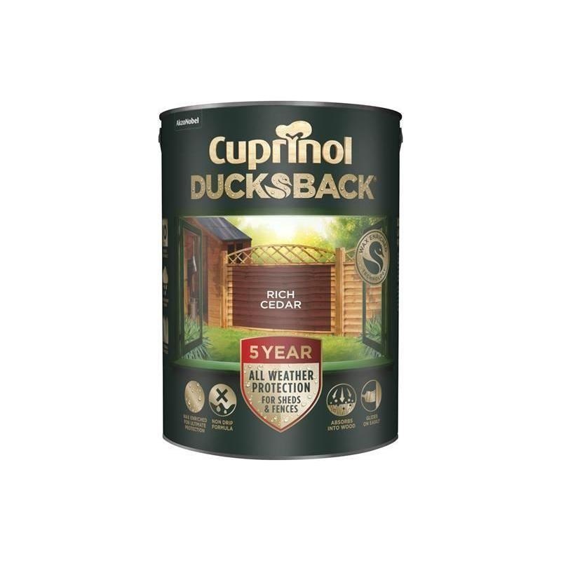 Cuprinol Ducksback 5 Year Waterproof for Sheds & Fences Rich Cedar 5 litre