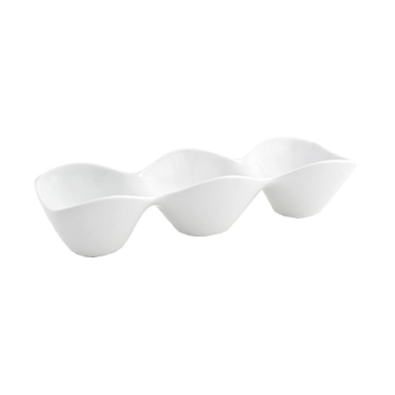 FOH BBO021WHP22 Pod Server 3-compartment 4 Oz. Per Bowl