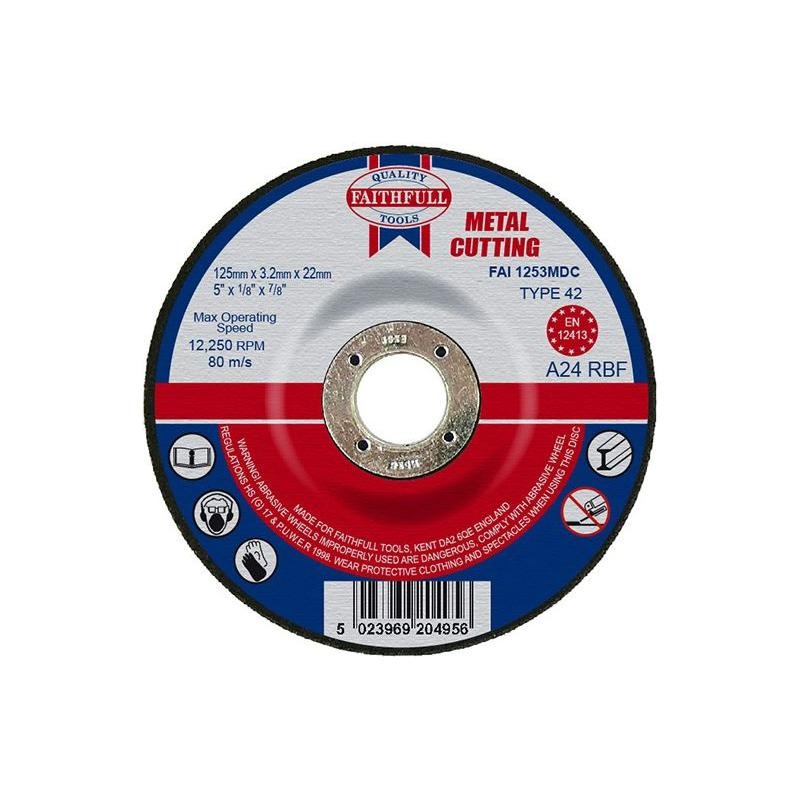 Faithfull Depressed Centre Metal Cutting Disc 125 x 3.2 x 22.23mm