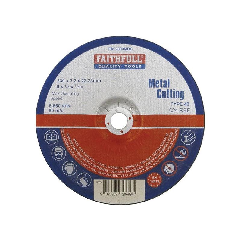 Faithfull Depressed Centre Metal Cutting Disc 230 x 3.2 x 22.23mm