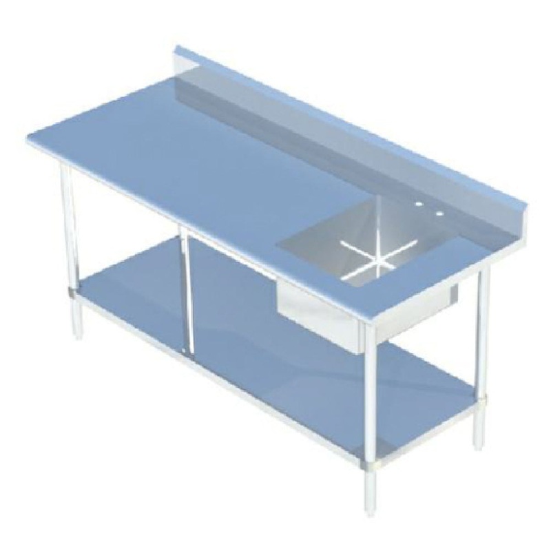 Sapphire Manufacturing SMTPS-3048R Work Table With Prep Sink 48W X 30D 16/304 Stainless Steel Top With 1-1/2 Rounded Front Edge