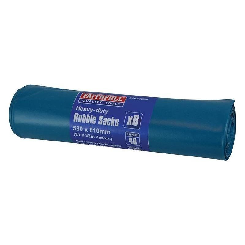 Faithfull Blue Heavy-Duty Rubble Sacks (Roll 6)
