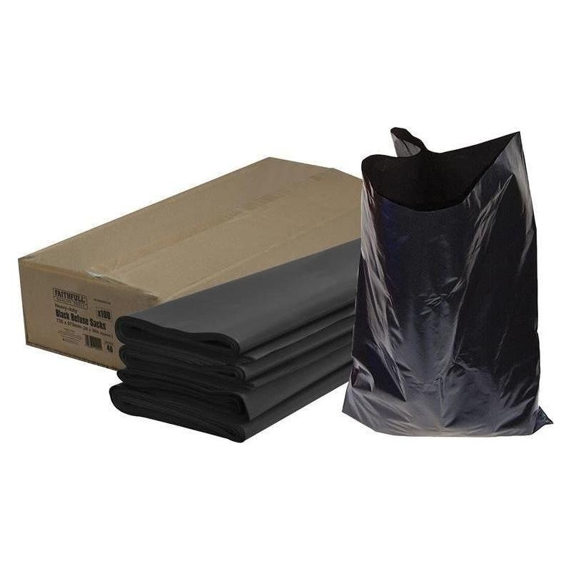 Faithfull Heavy-Duty Black Refuse Sacks (Pack 100)
