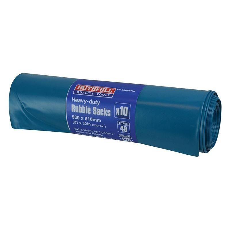 Faithfull Blue Heavy-Duty Rubble Sacks (Roll 10)