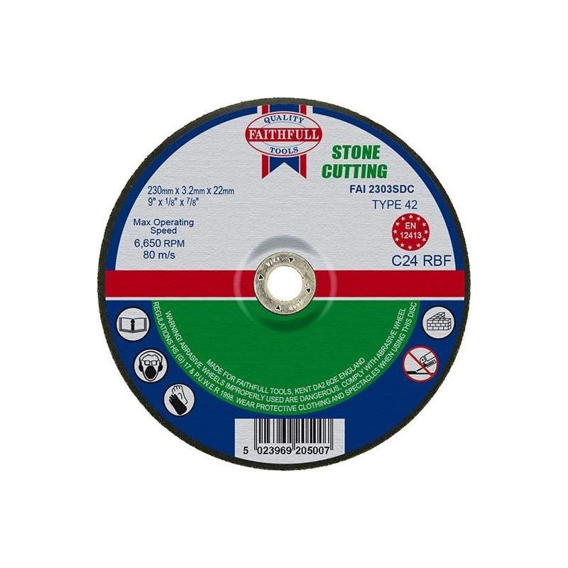 Faithfull Depressed Centre Stone Cutting Disc 230 x 3.2 x 22.23mm